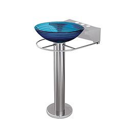 Pedestal Faucet Stand (Chrome polishDimensions 20.25 inches wide x 17 inches deep x 33.75 inches highFaucet settings 8 inches Type Pedestal Material Glass/ metalPop up drain included NoHole size requirements 1.75 inchesNumber of boxes this will ship