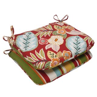 Pillow Perfect Beachside Outdoor Marlow/mccoury Reversible Rounded Seat Cushion (set Of 2) (Red, green, gold, turquoise Closure Sewn seam closureUV Protection Yes Weather Resistant Yes Care instructions Spot clean or hand wash fabric with mild deterge