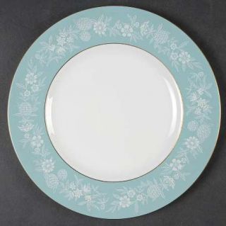 Wedgwood Fieldfare Turquoise Salad Plate, Fine China Dinnerware   White Floral O
