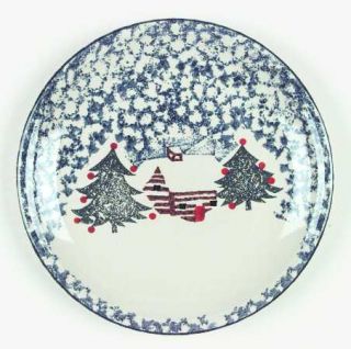 Tienshan Cabin In The Snow Dinner Plate, Fine China Dinnerware   Blue Cabin & Ch