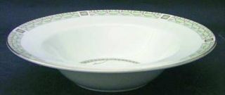 Royal Doulton White Nile Rim Soup Bowl, Fine China Dinnerware   White Flower,Gre