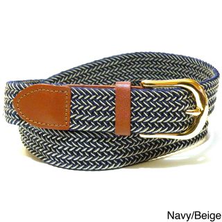 Mens Twin Color Weaved Stretch Belt (Leather, nylonClosure Goldtone buckleHardware MetalApproximate width 1.25 inchesApproximate length 44 inchesMeasurement taken from a size mediumModel LA401)