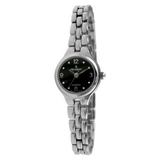 Womens Peugeot Silver tone Bracelet Black Dial Watch   Silver