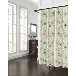 Aviary Floral/bird Pattern Shower Curtain