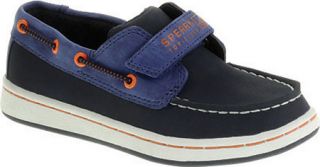 Boys Sperry Top Sider Cupsole 2 Eye A/C   Navy/Blue/Orange Leather Casual Shoes