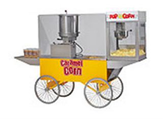 Gold Medal Two In One Merchandising Wagon w/ 2.5 gal Caramel Corn Cooker Mixer, Yellow