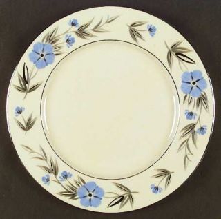 Castleton (USA) Beatrice Dinner Plate, Fine China Dinnerware   Blue Flowers,Gray