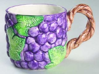 Fitz & Floyd Grape Arbor Mug, Fine China Dinnerware   Stoneware,Purple    Grapes