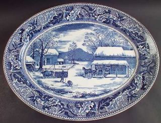 Johnson Brothers Historic America Blue 19 Oval Serving Platter, Fine China Dinn