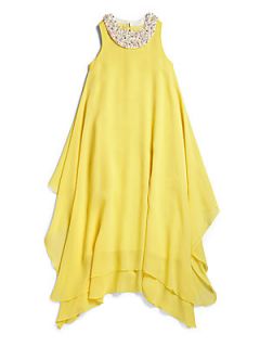 Junior Gaultier Girls Embellished Silk Dress   Yellow