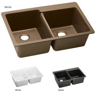 Elkay Elg250r E granite 33x22 in Double bowl Top Mount Sink (Black, mocha, whiteSink type Kitchen Sink style Top mountSink material 85 percent natural quartz, high performance acrylic resinsExterior dimensions 33 inches long x 22 inches wide x 9 inche