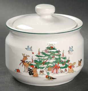 Ming Pao Woodland Christmas (Not Embossed) Sugar Bowl & Lid, Fine China Dinnerwa