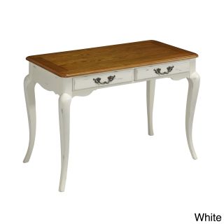 The French Countryside Student Desk (Distressed oak and rubbed white or distressed oak and rubbed black Materials Poplar solids, engineered wood, and oak veneersFinish Distressed oak and rubbed white or distressed oak and rubbed black Dimensions 30 inc