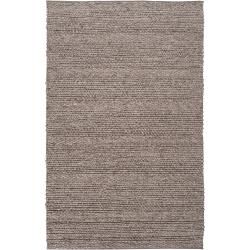 Hand woven Casual Solid Grey Tame Wool Rug (5 X 8)