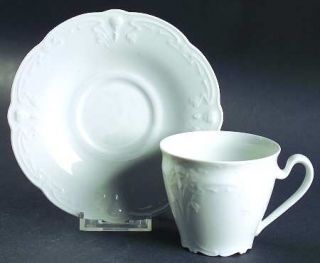 Tirschenreuth Fortuna White Flat Cup & Saucer Set, Fine China Dinnerware   All W