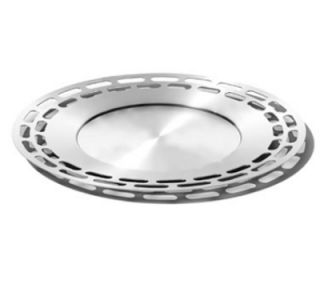 Service Ideas 15 in Heavy Round Tray, Stainless, Brushed Finish