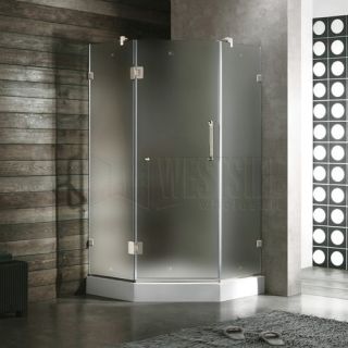 Vigo Industries VG6062CHMT40WR Shower Enclosure, 40 x 40 Frameless NeoAngle 3/8 Right Door w/White Base Frosted/Chrome