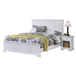 Naples White King Bed And Night Stand (WhiteMaterials Hardwood solids and engineered wood Finish WhiteBed dimensions 52 inches high x 80.75 inches wide x 87 inches deepNight stand dimensions 24 inches high x 18 inches wide x 16 inches deepSet includes