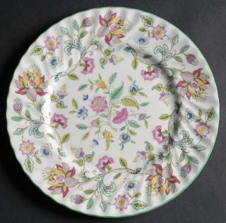 Minton Haddon Hall Dinner Plate, Fine China Dinnerware   Chintz Floral,Green Or