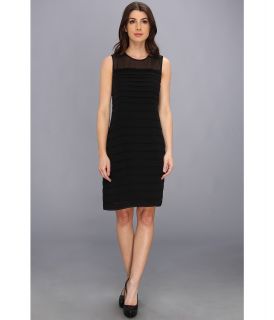 Calvin Klein Sleeveless Tired Dress w/ Illusion Top Womens Dress (Black)