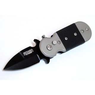 Defender 5 inch Mini Black Push button Spring assisted Knife (Black/silverBlade materials Stainless steelHandle materials MetalBlade length 2 inchesHandle length 3 inchesWeight 0.4 ouncesDimensions 5 inches long x 2 inches wide x 2 inches highBefore