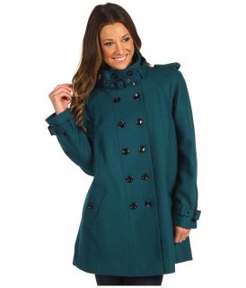 Nicole Miller Stand Collar Mod Swing Coat Womens Coat (Blue)