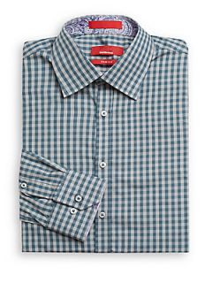 Gingham Cotton Dress Shirt/Slim Fit