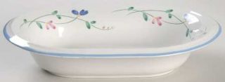 Hearthside Allegro 10 Oval Vegetable Bowl, Fine China Dinnerware   Blue & Pink