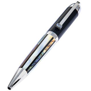 Xezo Maestro Mother Of Pearl And Sea Shell Ball Pen With Spring Movable Clip And Xezo Speedmaster Gel Ballpoint Refill (Natural white mother of pearl, sea shell, black lacquer Features Twist action, each pen is individually numbered, 55 grams/1.9 ouncesM
