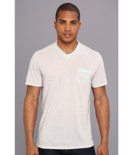 Fresh Brand Linen V Neck Tee with Contrast Self Fabric Details Mens T Shirt (Gray)