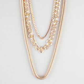 Multi Chain Necklace Gold One Size For Women 234681621