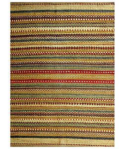 Sindhi Green Jute Rug (5 X 8 ) (MultiPattern StripeMeasures 0.75 inch thickTip We recommend the use of a non skid pad to keep the rug in place on smooth surfaces.All rug sizes are approximate. Due to the difference of monitor colors, some rug colors may