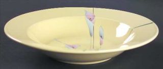 Mikasa Opus Yellow Large Rim Soup Bowl, Fine China Dinnerware   Cala Lillies On