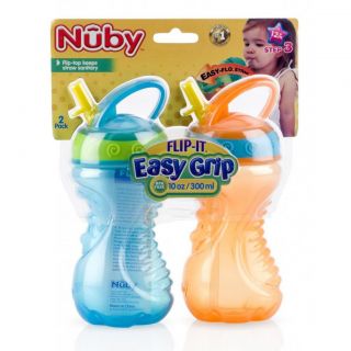 Nuby Flip and tip 10 ounce Hard Straw Cups (pack Of 2)