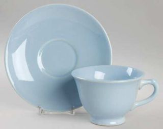 Taylor, Smith & T (TS&T) Luray Pastels Blue Footed Cup & Saucer Set, Fine China