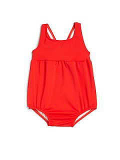 Burberry Infants Check Bow One Piece Swimsuit   Red
