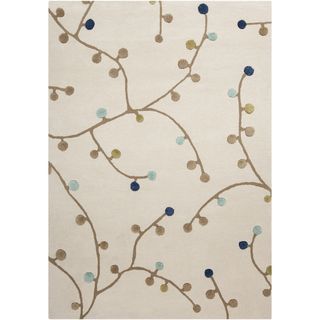 Hand tufted Contemporary Jets Ivory Floral Wool Rug (5 X 8)