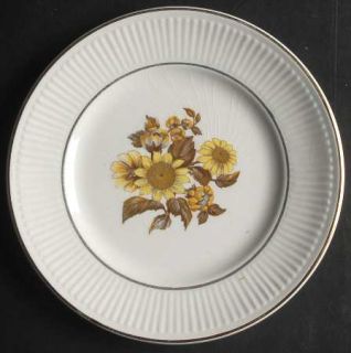 Royal Warwick Sunflower Bread & Butter Plate, Fine China Dinnerware   Yellow/Bro