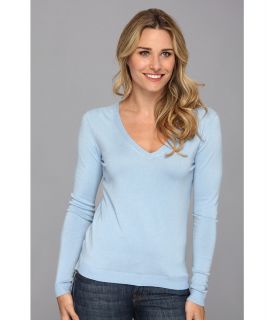 525 america V Neck Side Slit Womens Sweater (Silver)