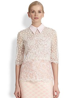 HONOR Collared Daisy Lace Top   Petal Pink