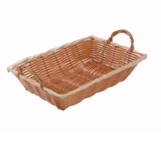 Winco Oblong Woven Basket w/ Handle, 12 x 8 x 3 in, Poly, Natural
