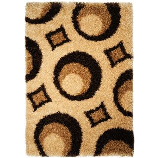 Brown Circle Design Shag Area Rug (5x7)