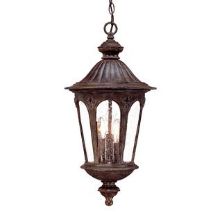 Wyndham Collection 3 light Outdoor Hanging Lantern Black Coral Light Fixture