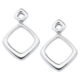 She Sterling Silver Double Square Drop Earrings Silver