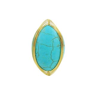 Gold Wire Wrapped Turquoise Ring, Blue