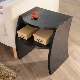 Furniture Of America Drewland Black Modern End Side Table (MDF, VeneersBlack FinishModern curves profile with reliable open access storageSmooth front ridge atop, great for lamp or decorative settingElegant curved side panels give the simple design end ta