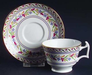 Spode Sheraton Footed Cup & Saucer Set, Fine China Dinnerware   Gold Scrolls,Flo