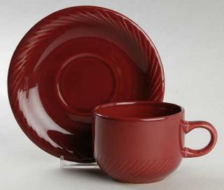 Alacarte Cranberry Flat Cup & Saucer Set, Fine China Dinnerware   Home Collectio