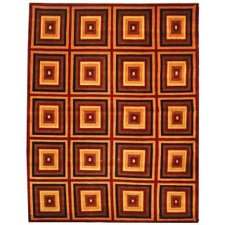 Hand knotted Squares Contemporary Wool Rug (76 X 96) (MultiPattern GeometricMeasures 0.75 inch thickTip We recommend the use of a non skid pad to keep the rug in place on smooth surfaces.All rug sizes are approximate. Due to the difference of monitor co