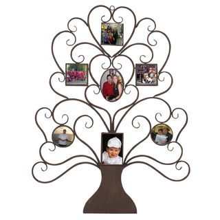 Family Tree Photo Frame Large 40 inch Metal Wall Art Decor (MetalQuantity One (1) frameSetting IndoorDimensions 39 inches high x 29 inches wide x 0.5 inches deepHouses seven (7) photos)